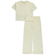 Jessica Simpson Girls' 2-Piece Laser Crochet Set Outfit - white, 4 (Little Girls)